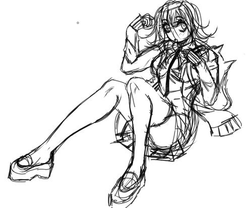 sketch Fanart Chiaki Nanami full body sketch Fanart Chiaki Nanami full body